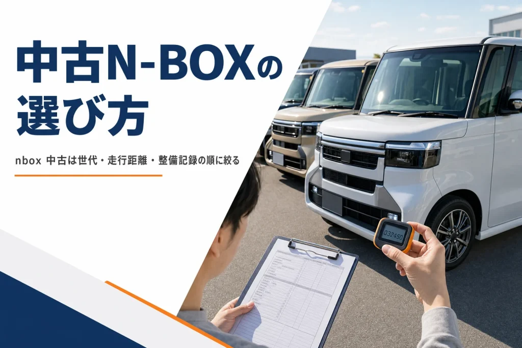 N-BOXの中古車を選ぶときに走行距離と記録を確かめるイメージ
