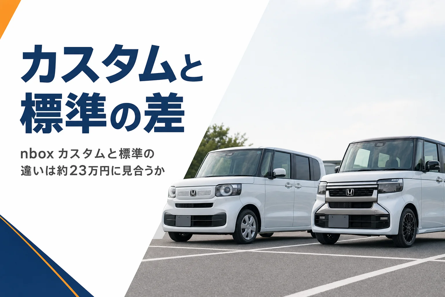 N-BOX標準とN-BOXカスタムを左右に並べて顔つきを比べたイメージ