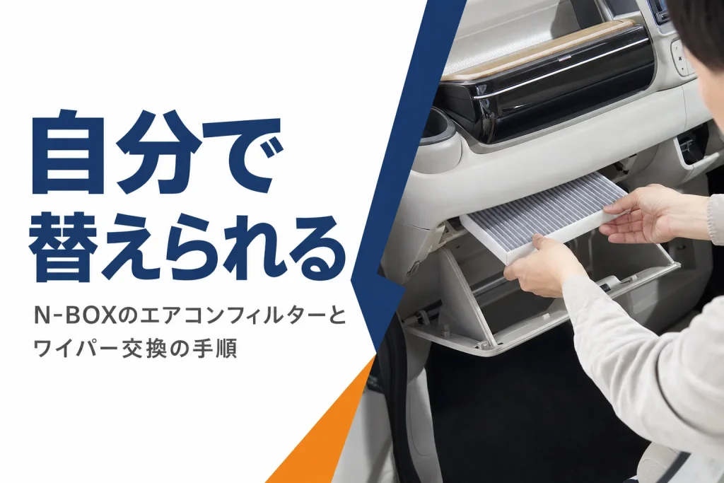 N-BOXのエアコンフィルターを交換している様子