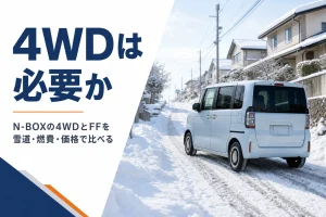 雪の坂道を登る軽ハイトワゴンのイメージ