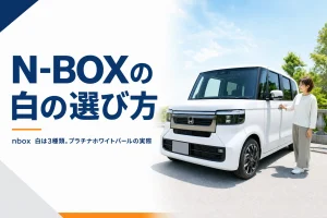 晴れた屋外に停まった白いN-BOXのイメージ