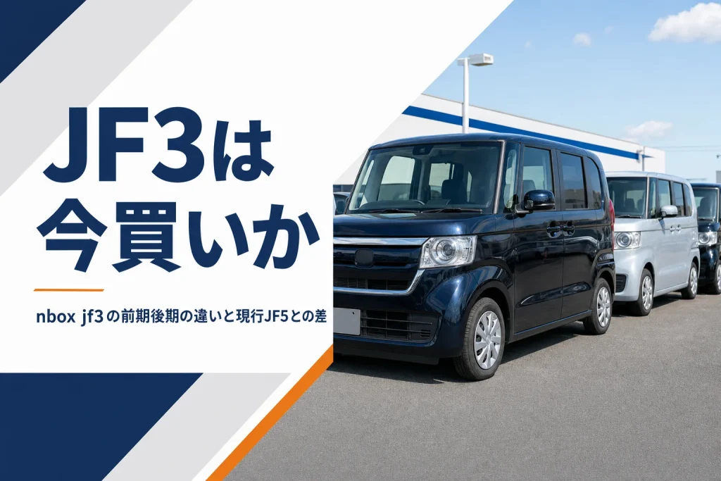 中古車の展示場に並ぶ2代目N-BOXのイメージ