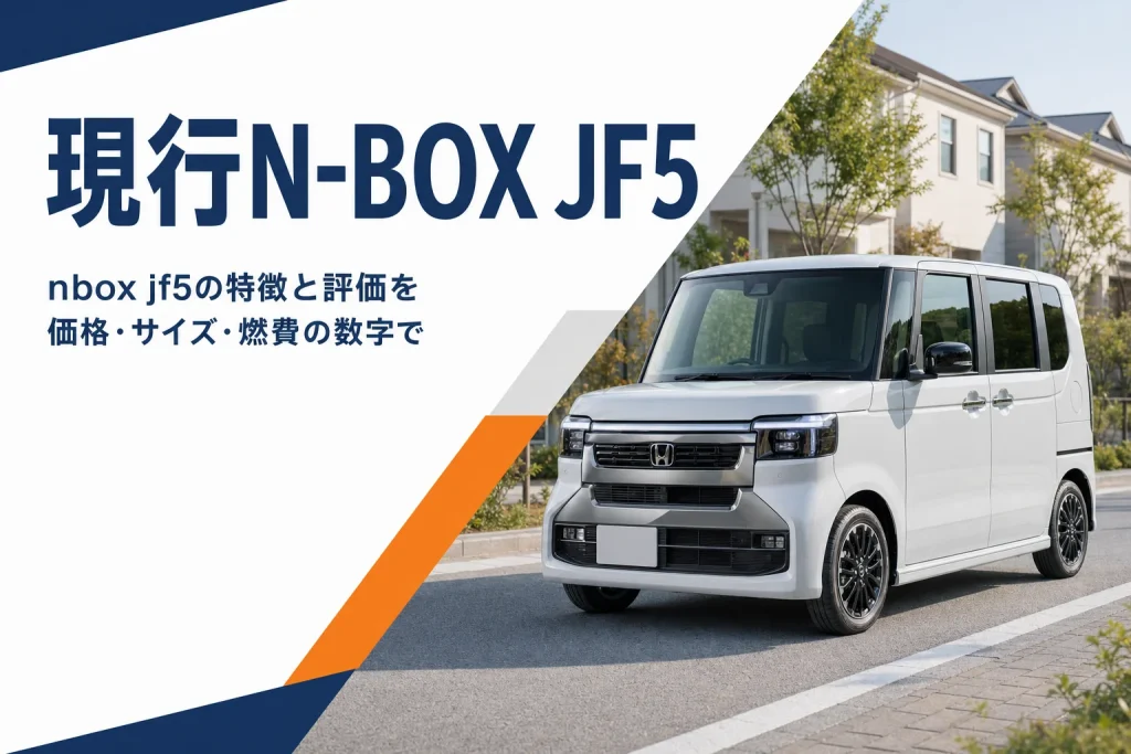 住宅街に停まる現行型N-BOXを斜め前から見たイメージ