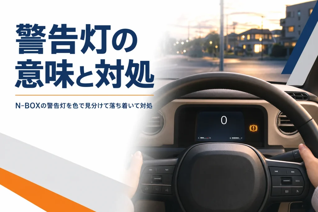 ハンドル越しに見えるメーターに警告ランプが点いている様子