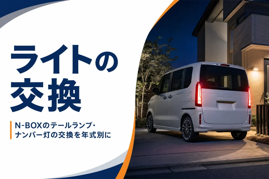 夜の駐車場で光る軽自動車のテールランプ