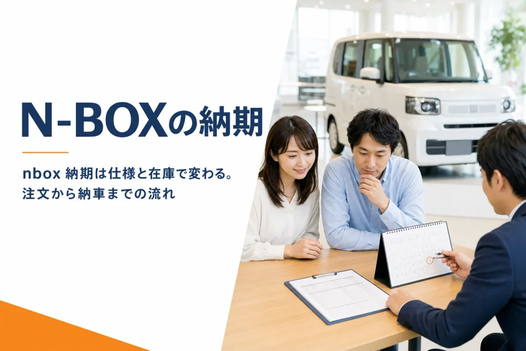 販売店で見積書とカレンダーを見ながら納車日を確認する場面