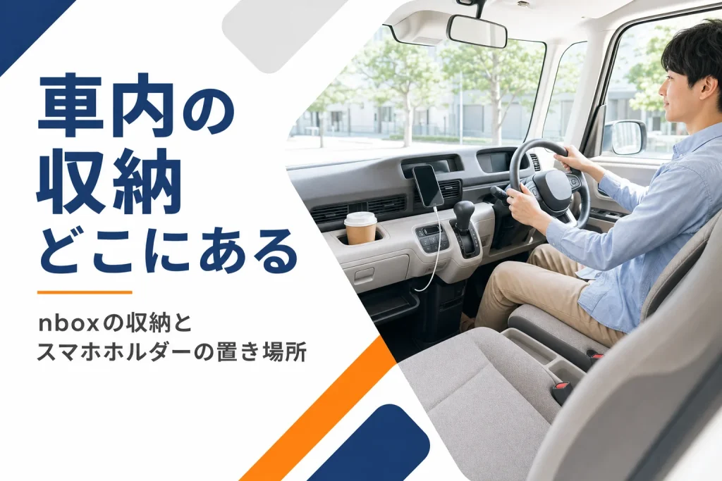 N-BOXの運転席まわりの収納とスマートフォン