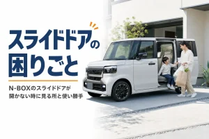 スライドドアを開けて荷物を積む軽ハイトワゴンのイメージ